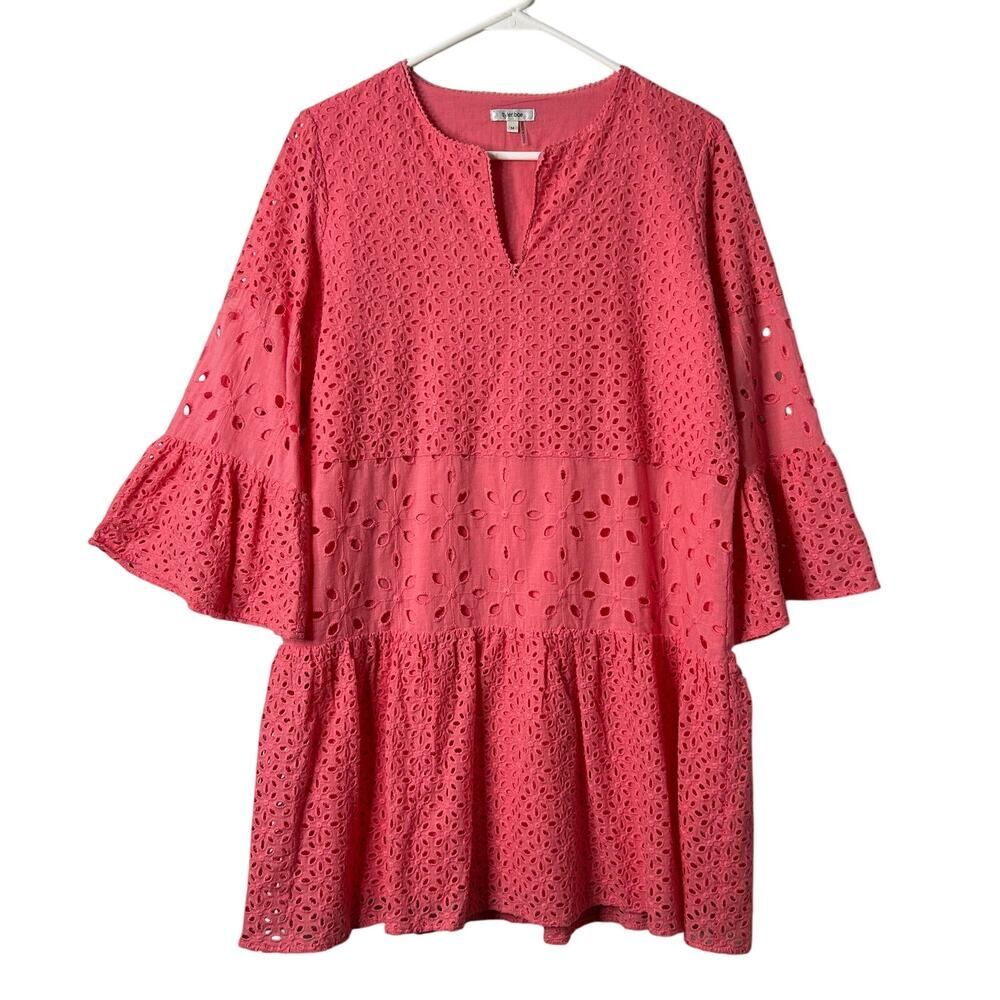 Tyler Boe Tunic Dress Medium Isla Eyelet Pink Resortwear Coastal Chic Vacation